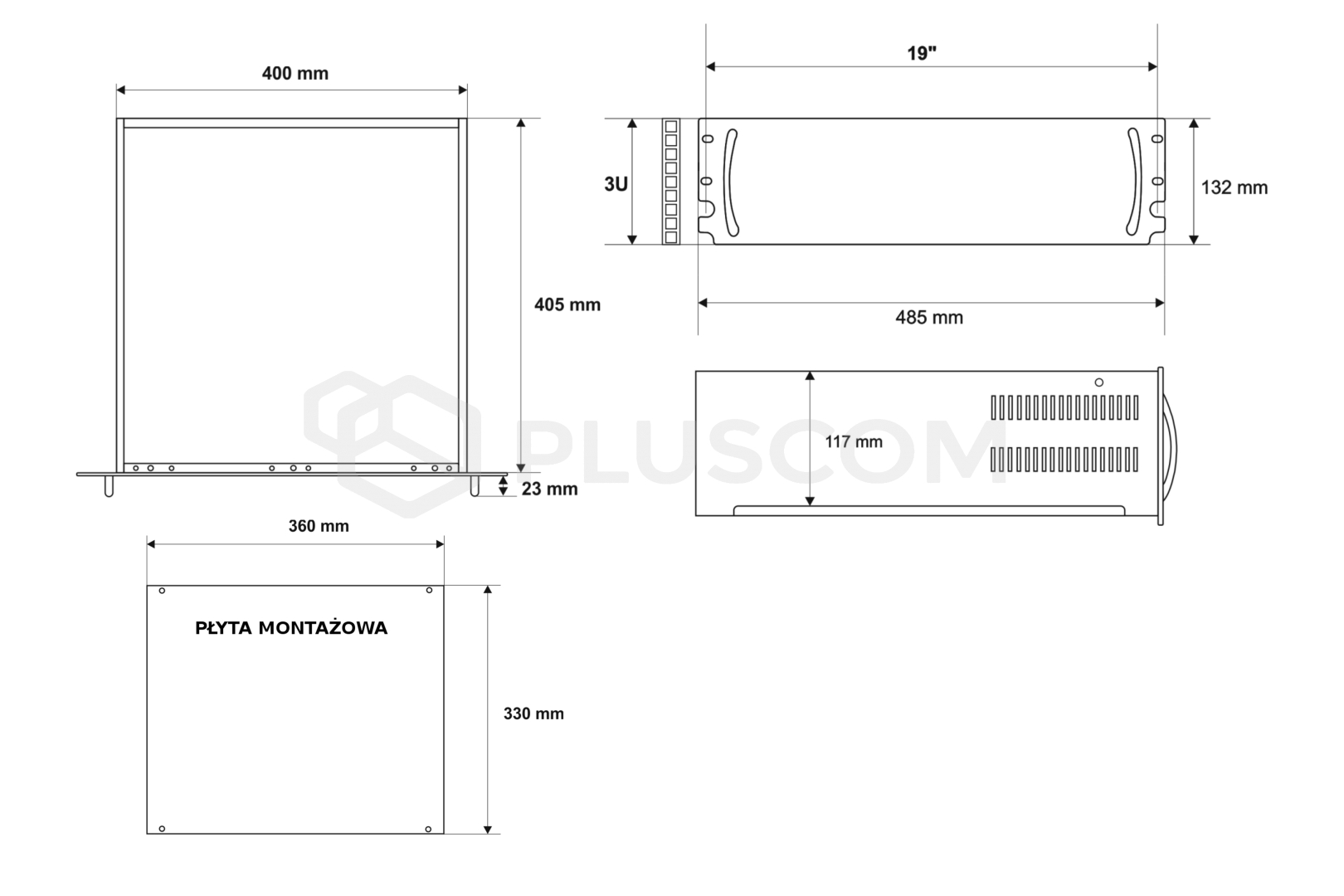 Rack 19'' enclosure 3U Pulsar ARAD3