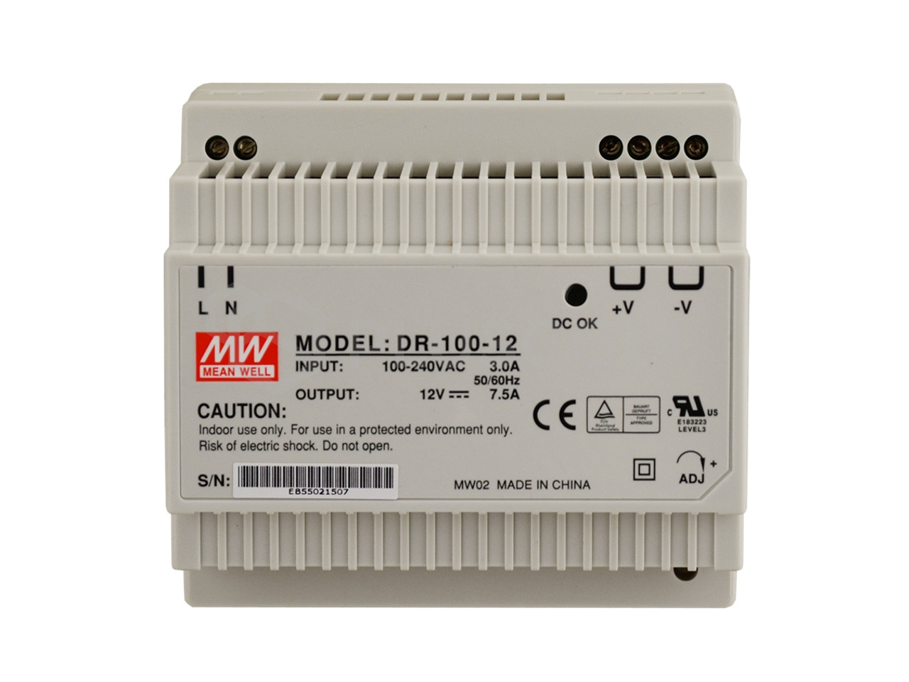DR-100-12 Mean Well 12V/7,5A/90W DIN rail power supply
