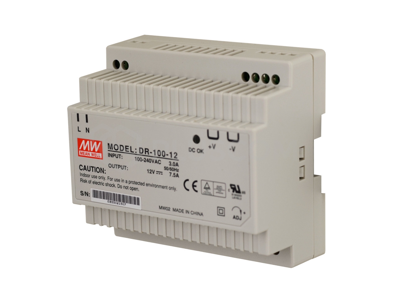 DR-100-12 Mean Well 12V/7,5A/90W DIN rail power supply