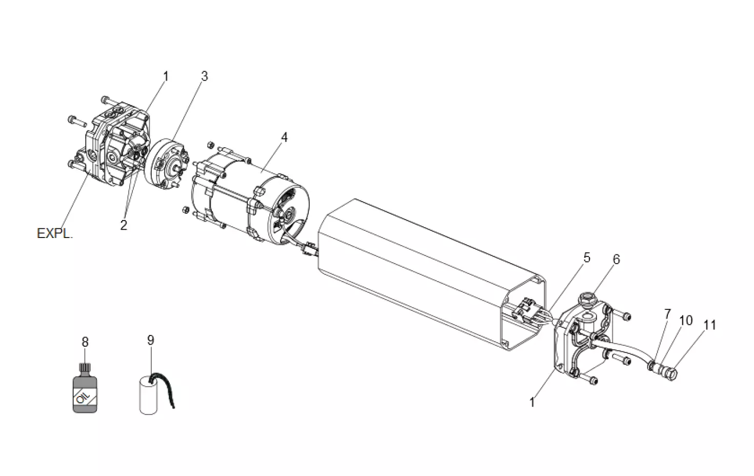 Części serwisowe, schemat do napędu Faac S800 115V CBAC Jednostka hydrauliczna