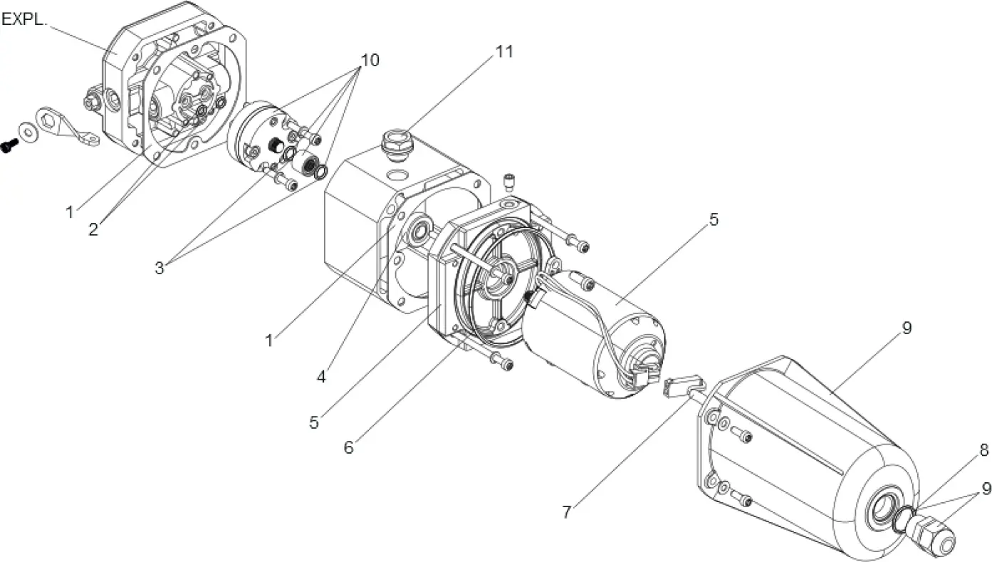 Części serwisowe, schemat do napędu Faac S800H SB Jednostka hydrauliczna