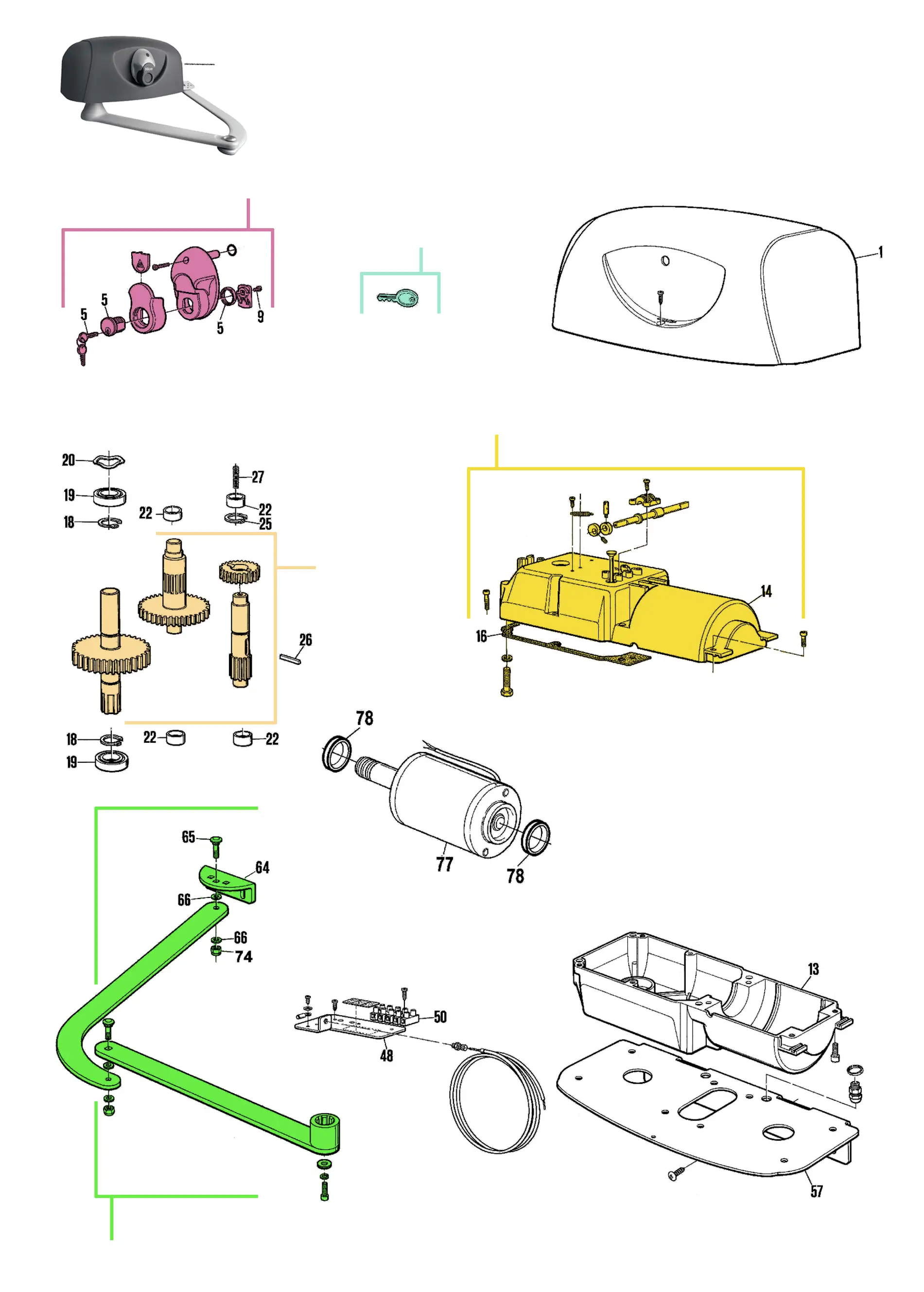 Części serwisowe, schemat do napędu Nice Hyppo 7024 (HY7024)