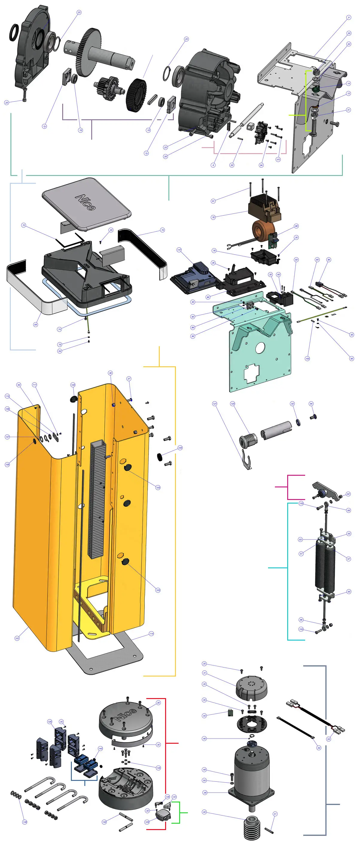 Części serwisowe, schemat do napędu Nice LBar