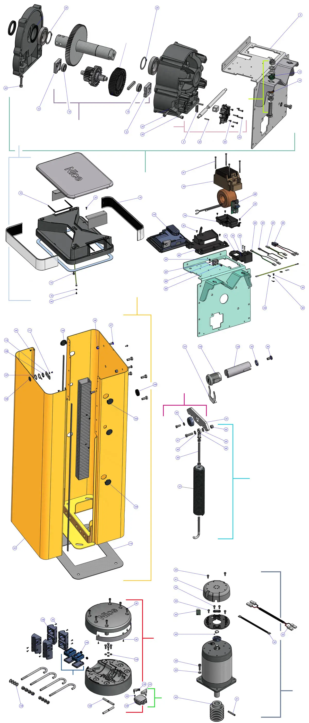 Części serwisowe, schemat do napędu Nice M5Bar