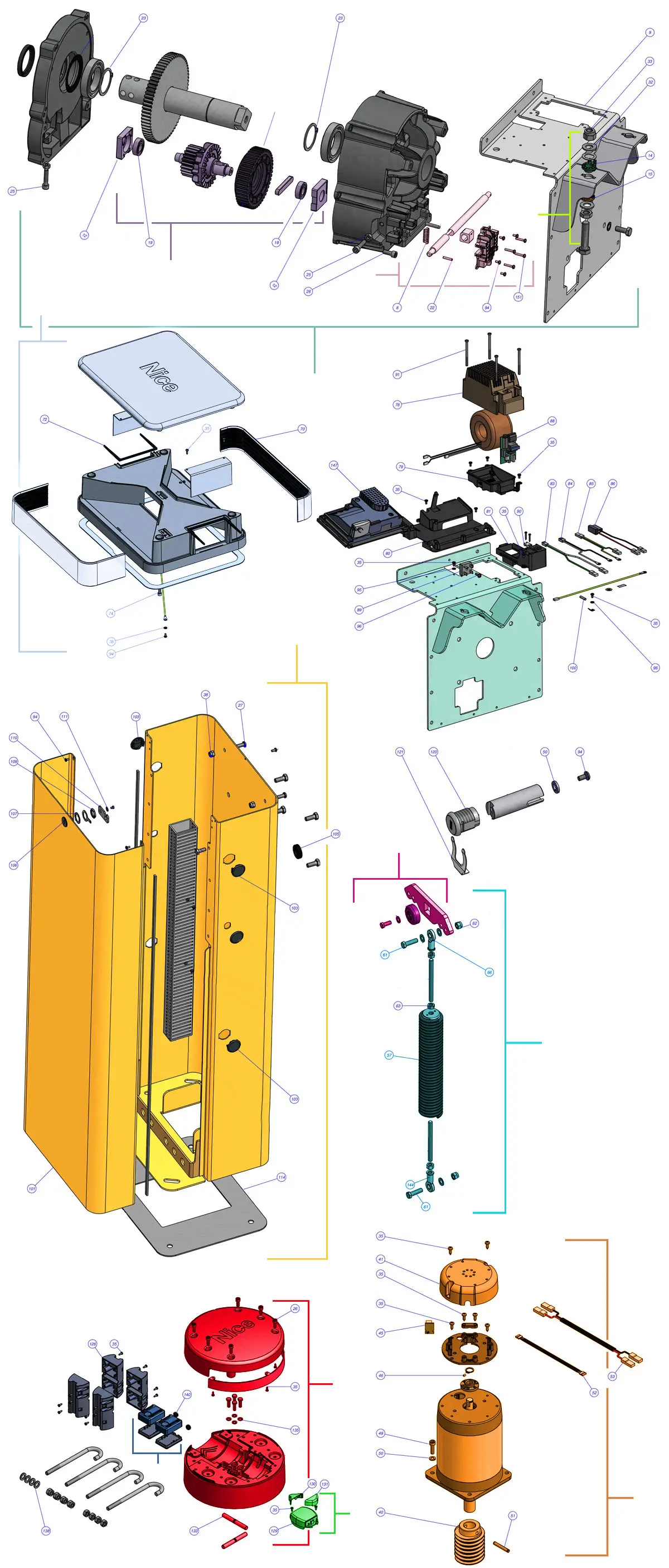 Części serwisowe, schemat do napędu Nice M7Bar