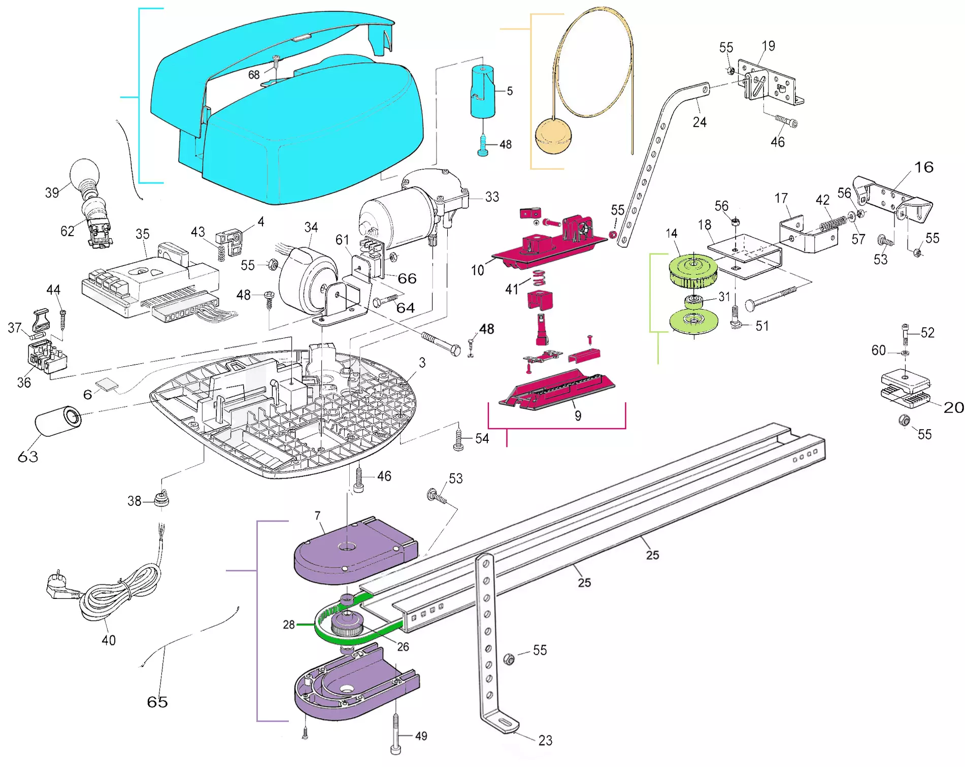 Części serwisowe, schemat do napędu Nice Spin 6041 (SN6041)