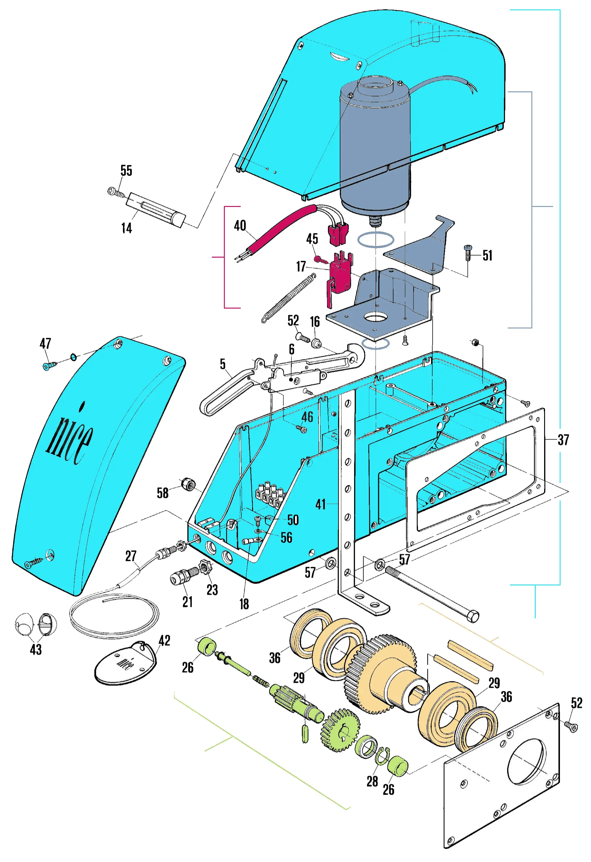 Części serwisowe, schemat do napędu Nice Sumo 2000V (SU2000V)