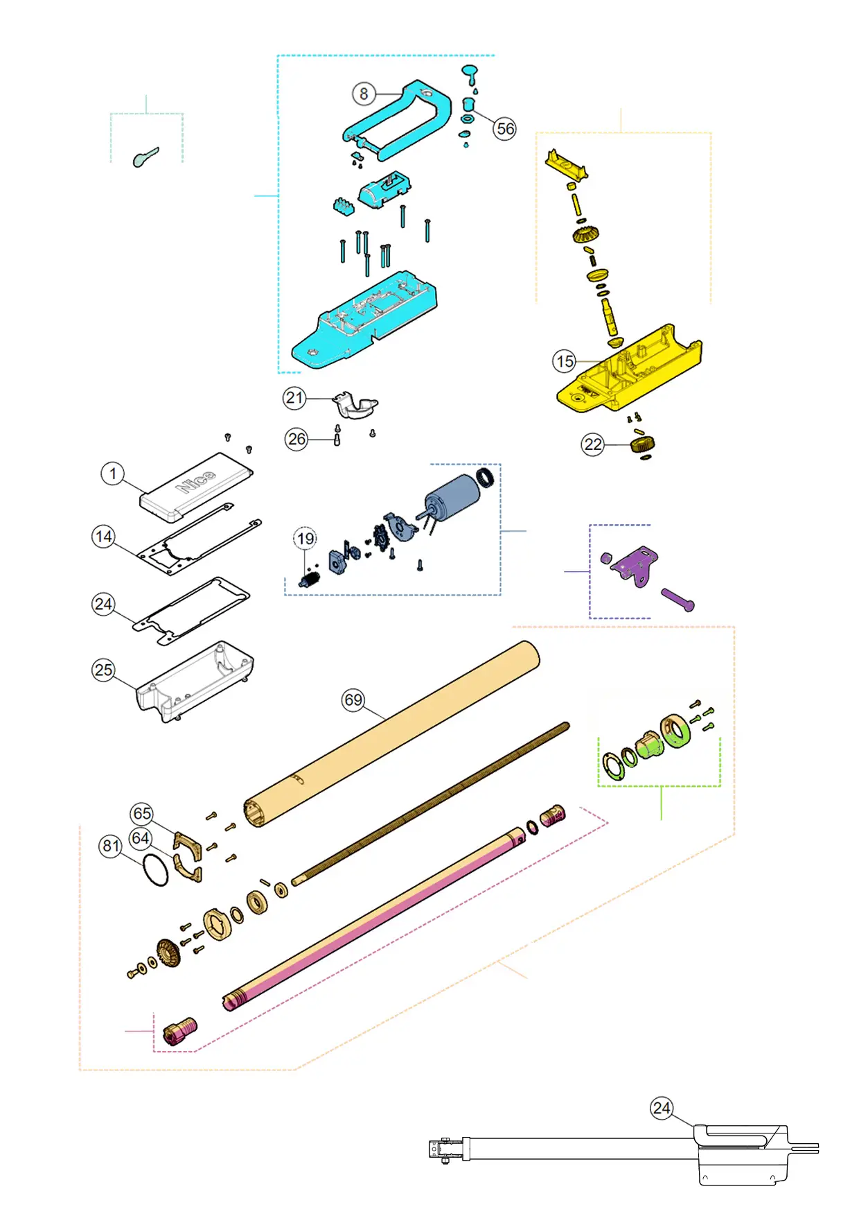 Części serwisowe, schemat do napędu Nice Titan 3724HS (TTN3724HS)