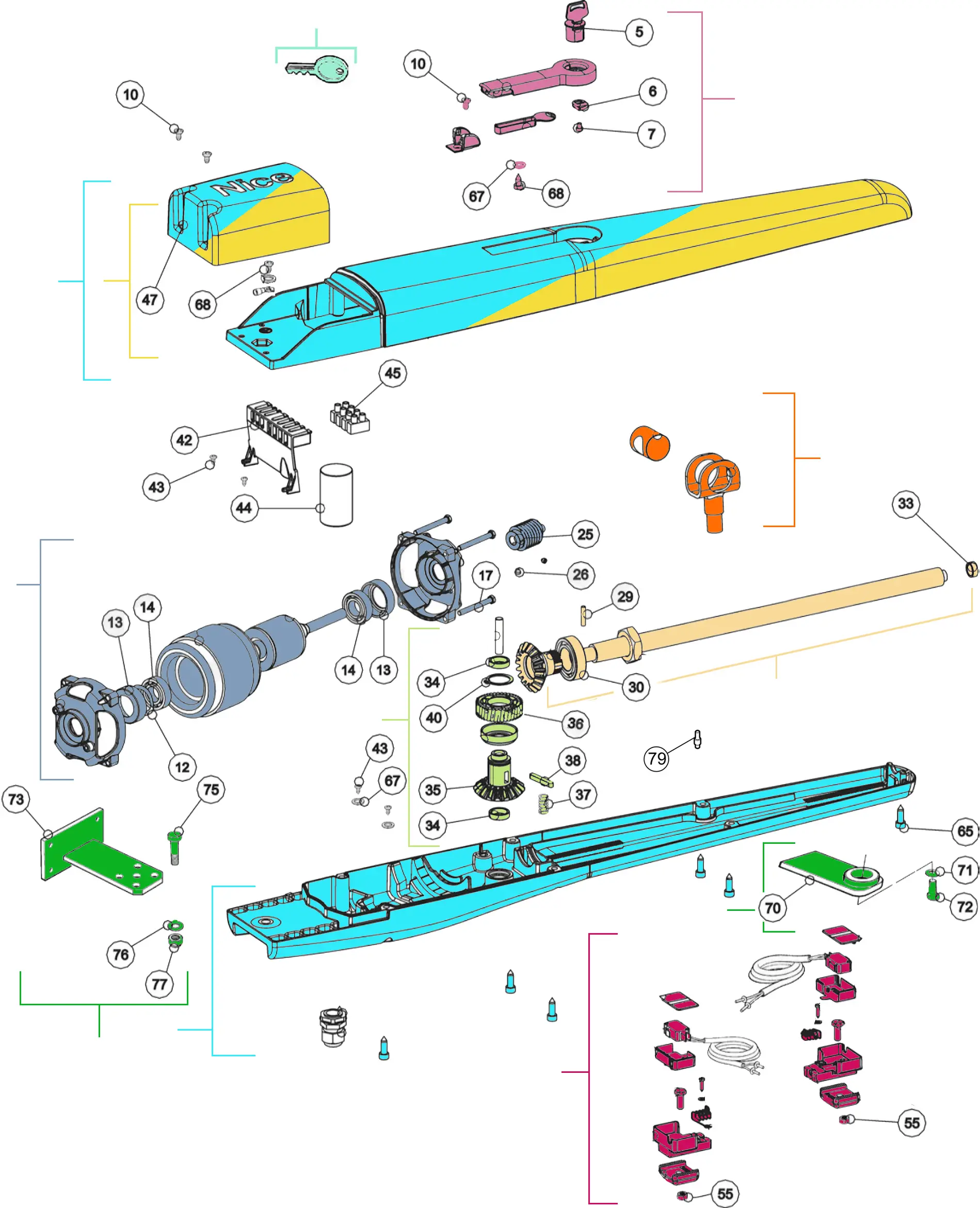 Części serwisowe, schemat do napędu Nice Toona 4005/4006 (TO4005, TO4006)
