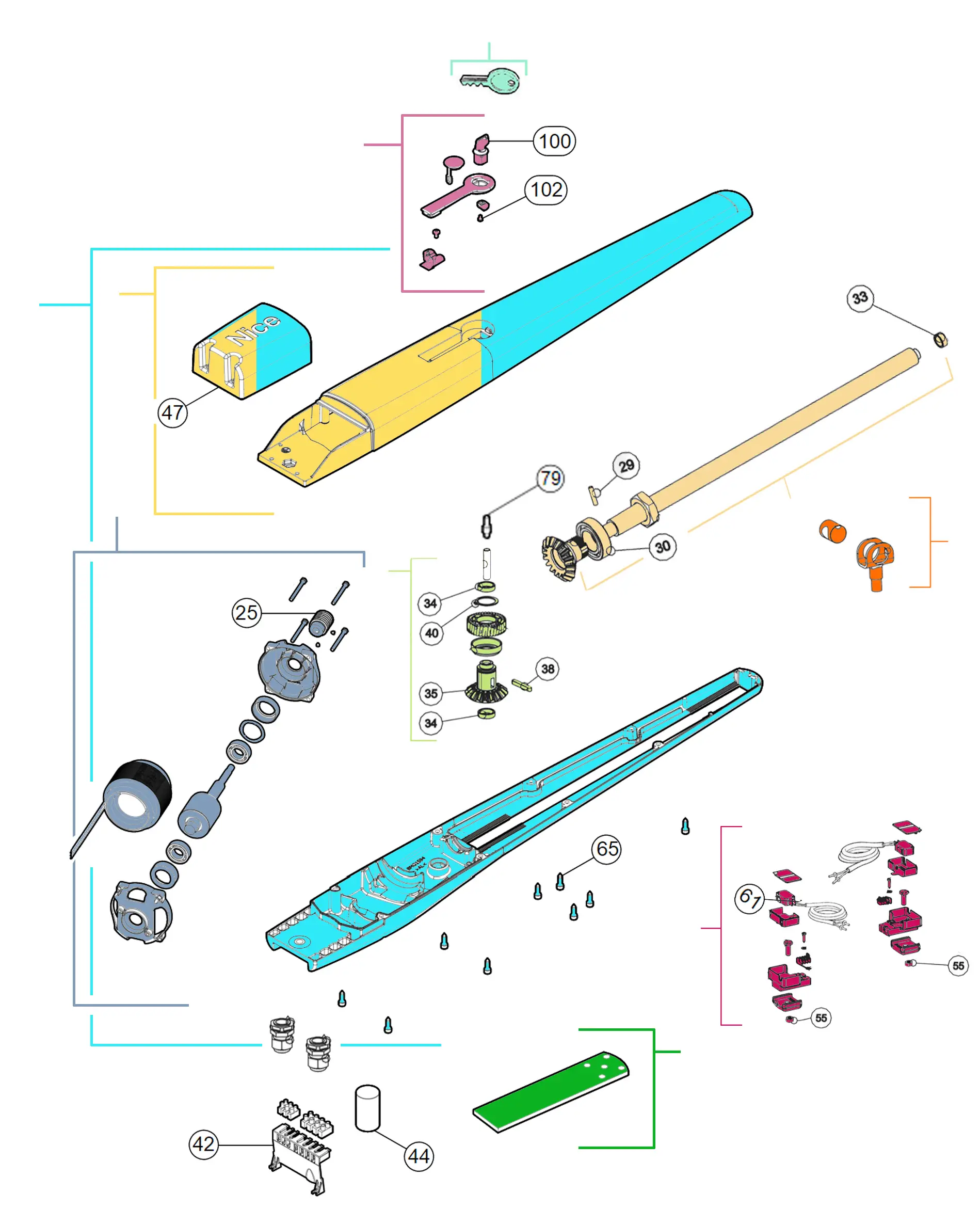 Części serwisowe, schemat do napędu Nice Toona 4015 (TO4015)