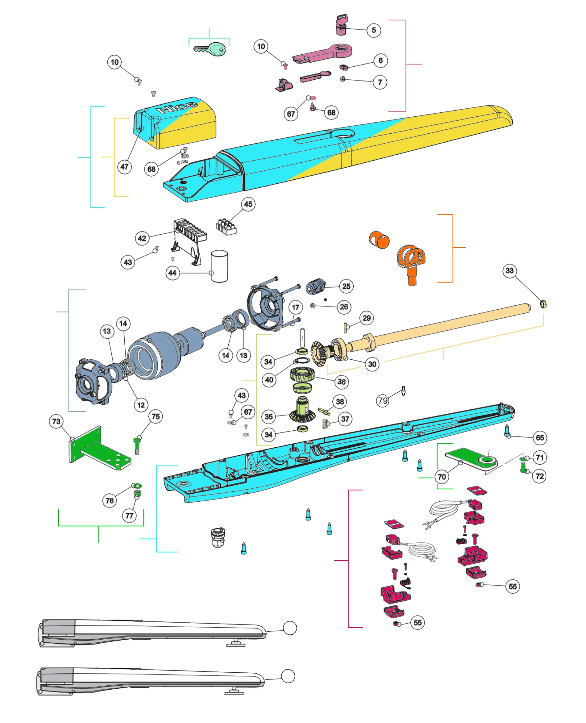 Części serwisowe, schemat do napędu Nice Toona 5015/5016 (TO5015, TO5016)