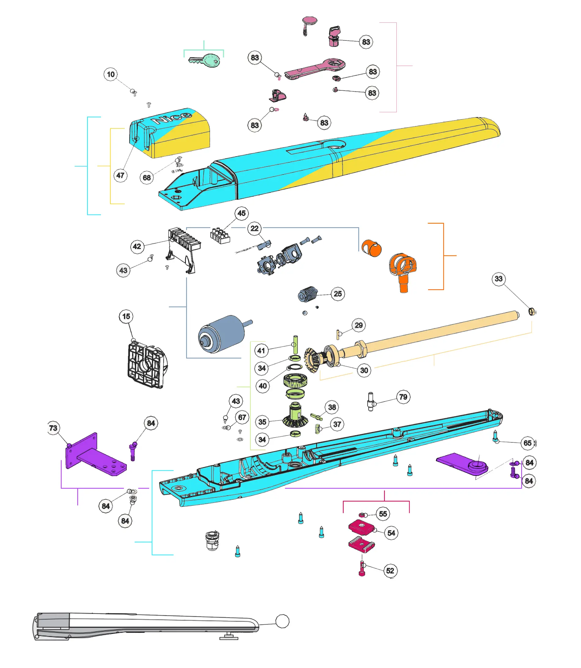 Części serwisowe, schemat do napędu Nice Toona 5024 HS (TO5024HS)