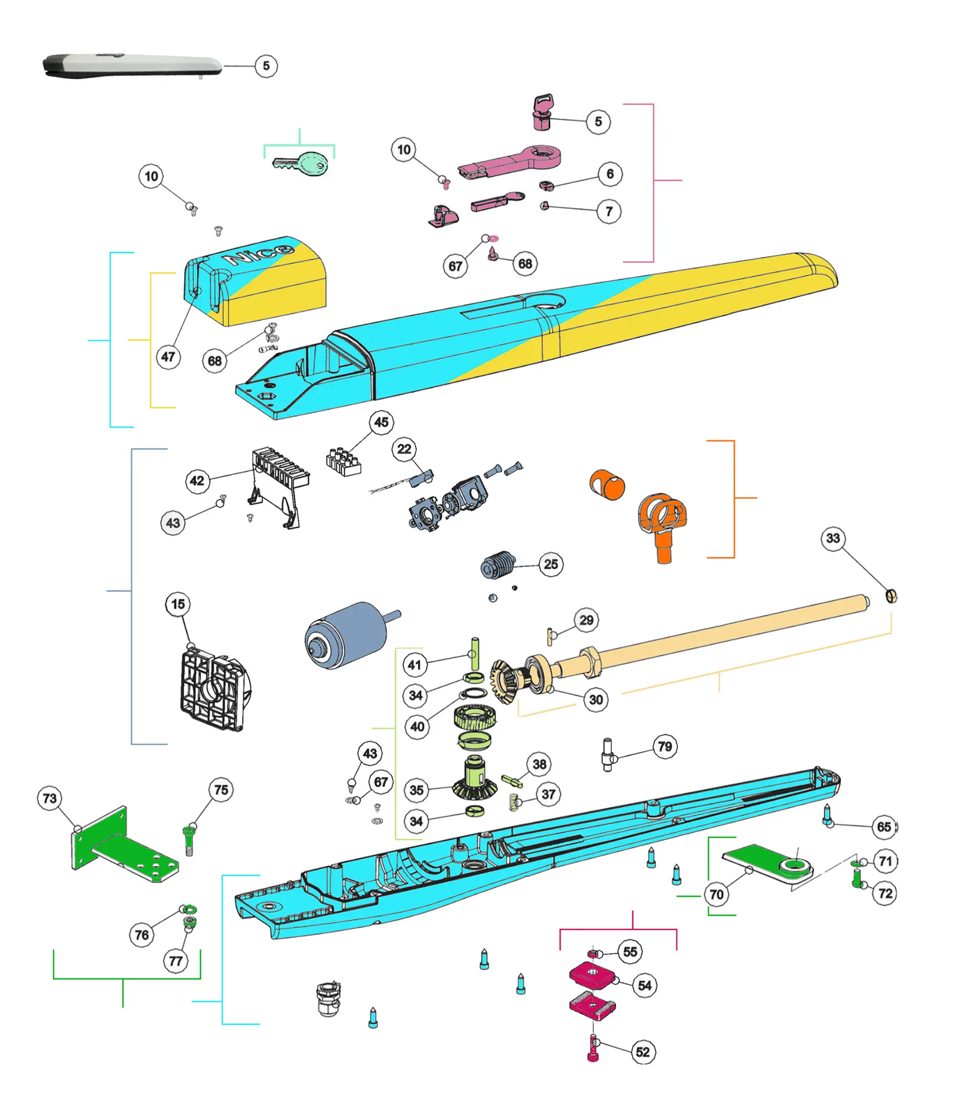 Części serwisowe, schemat do napędu Nice Toona 5024 (TO5024)