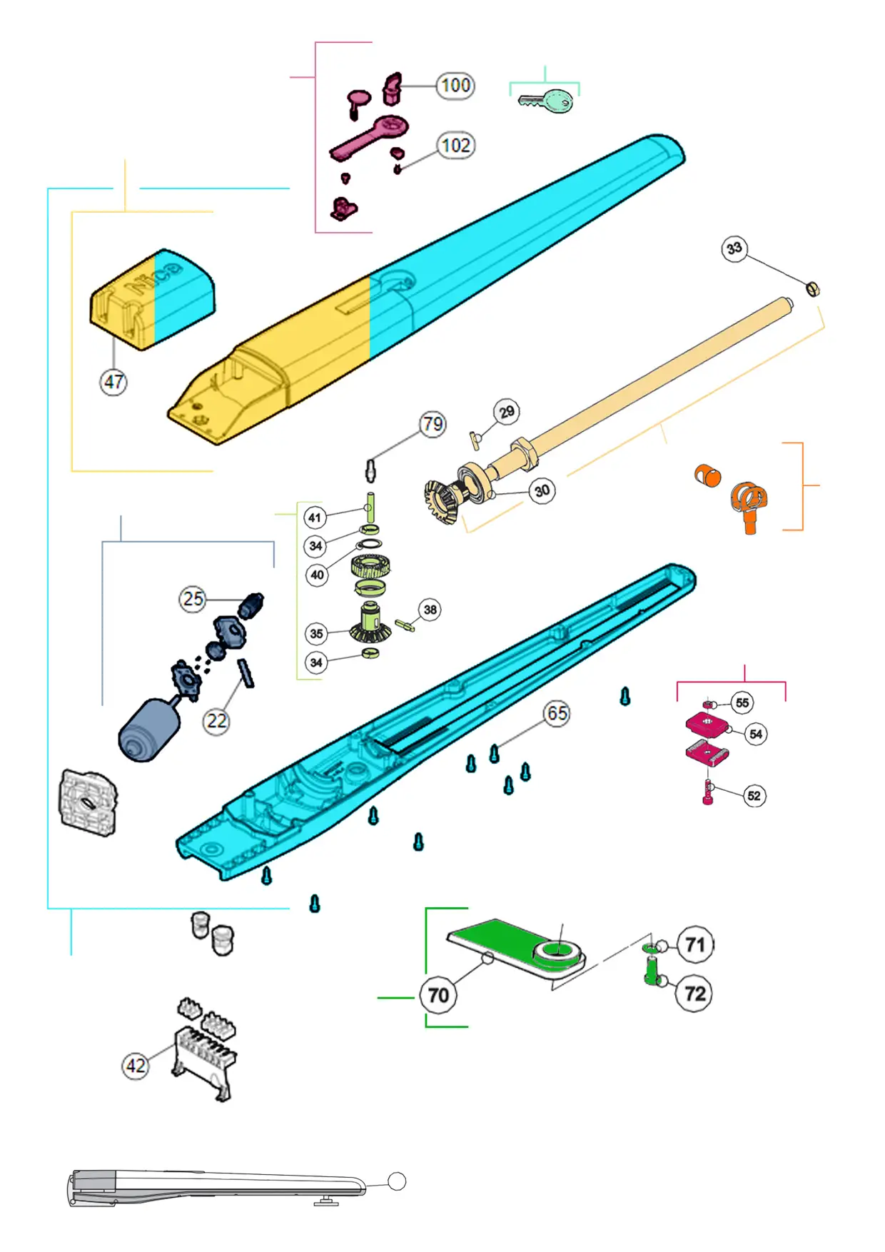 Części serwisowe, schemat do napędu Nice Toona 5024I (TO5024I)
