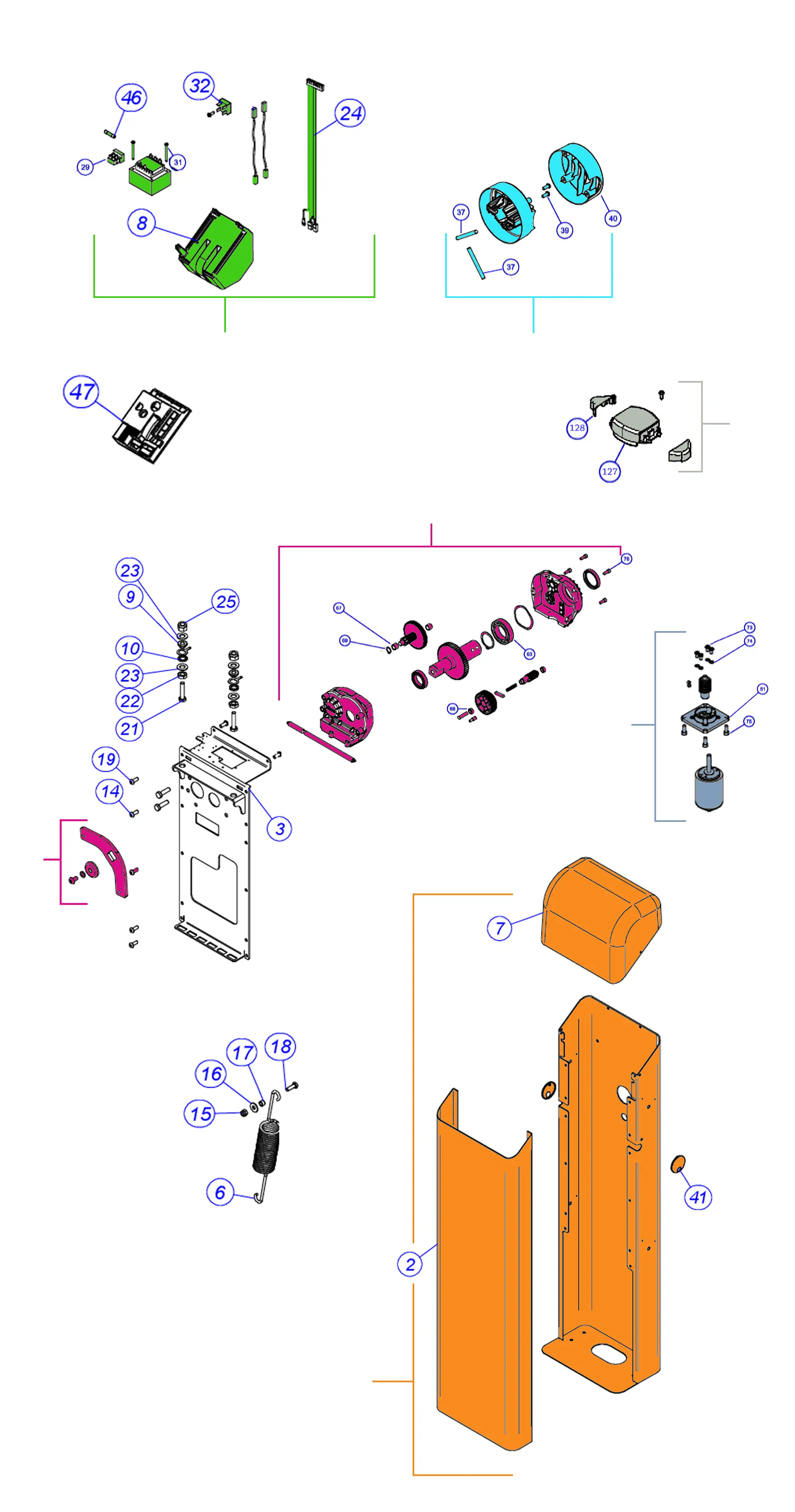 Części serwisowe, schemat do napędu Nice XBar