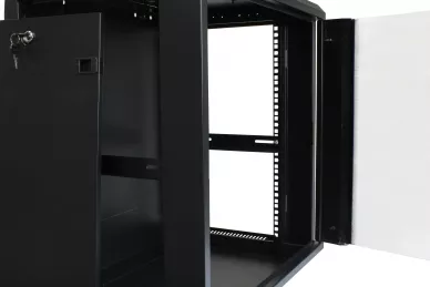 12U 19'' Fixed Wallmount Cabinet glass front door D: 450mm black