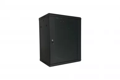 15U 19'' Fixed Wallmount Cabinet glass front door D: 600 black