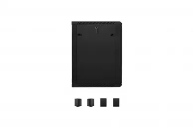 18U 19'' Fixed Wallmount Cabinet glass front door D: 450mm black