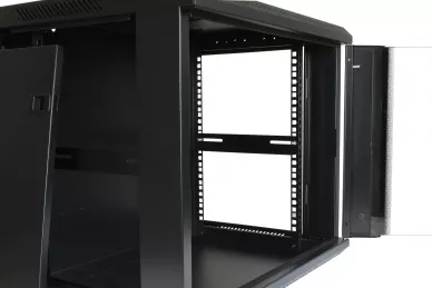 19'' 9U Rackschrank 450mm schwarz mit Glastür