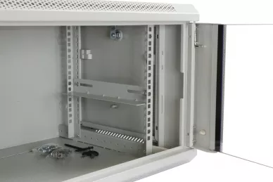 19'' Rack 6U 450mm grau mit Glastür