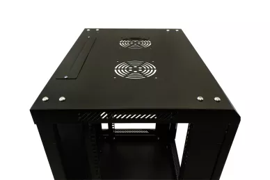 19'' RACK Schrank 12U 450mm schwarz mit Glastür zur Montage