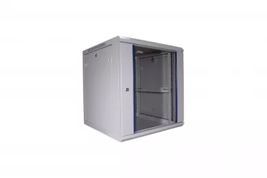 19'' RACK Schrank 12U 600mm grau mit Glastür zur Montage