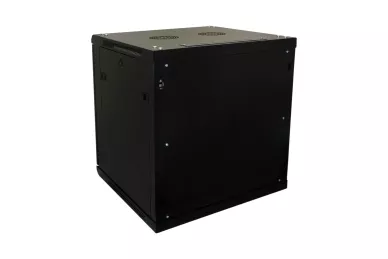 19'' RACK Schrank 12U 600mm schwarz mit Glastür zur Montage