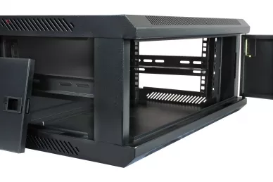 19'' RACK Schrank 4U 400mm schwarz mit Metalltür