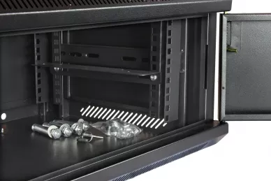 19'' RACK Schrank 4U 400mm schwarz mit Metalltür