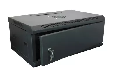 19'' RACK Schrank 4U 400mm schwarz mit Metalltür