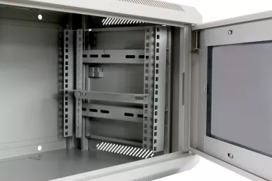 19'' RACK Schrank 6U 400mm grau mit Glastür