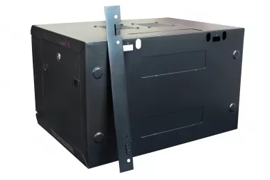 6U 19'' Fixed Wallmount Cabinet glass front door D: 450mm black