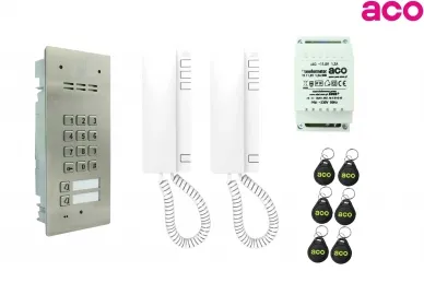 Aco 2-family intercom kit with combination lock