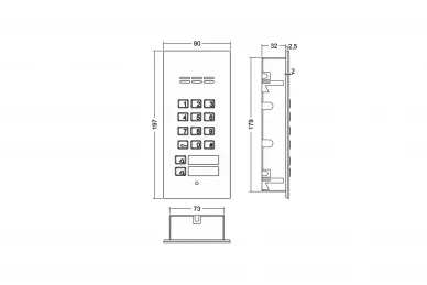 Aco COMO-PRO-CODE-A2 Interphone, 2 boutons, lecteur de porte-clés, serrure à code