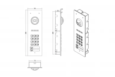 Aco COMO-PRO-CODE-V2 Interphone, 2 boutons, lecteur de porte-clés, serrure à code