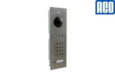 Aco FAM-PV-1NPZSACC Système de portier vidéo avec serrure à code, lecteur à 1 bouton et porte-clés