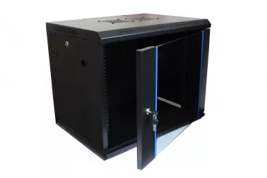 Armadio rack 19'' 9U 450 mm nero con porta in vetro
