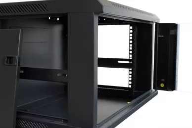 Baie 19'' RACK 6U 450mm noir avec porte en verre