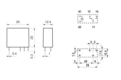 Dimensions and copper side view: