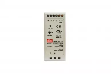 DRA-40-12 Mean Well 12V/40W/3.34A Alimentazione su guida DIN