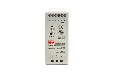 DRA-60-12 Mean Well 12V/60W/5A DIN rail power supply