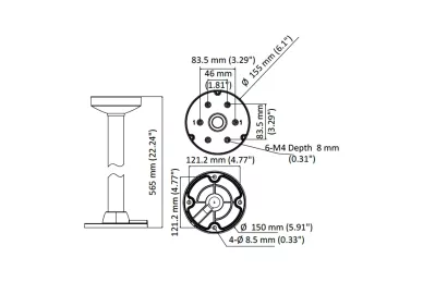 Hikvision DS-1471ZJ-155 Adattatore a soffitto lungo 565 mm.