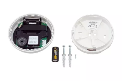 Inside view, battery and mounting elements: