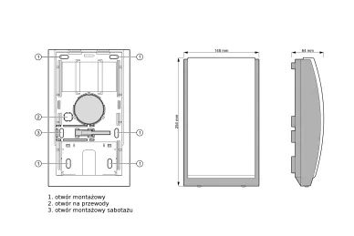 Mounting holes, dimensions: