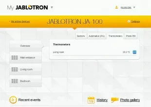 MyJablotron temperature tab