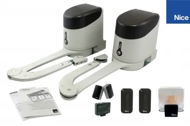 Nice HYKEBDKCE Kit HYKE BiDi: silowniiki HK7124 z centralą HKA2 + HK7224, radioodbiornik OXIBD, 2 piloty MYGO4, fotokomórki EPMB, lampa sygnalizacyjna ELDC