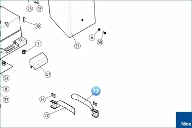 Nice Ramię ogranicznika na listwę zębatą - lewe