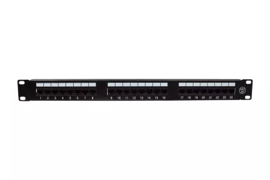 Patchpanel UTP 24x 8P8C (RJ45) 1U mit Platte