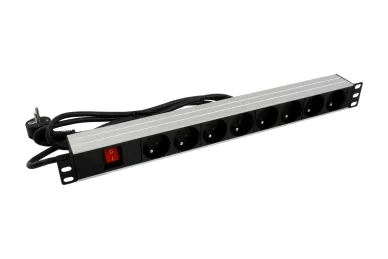 Power strip RACK 19'' 8-slots with switch
