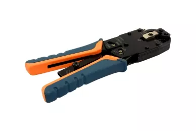 Presswerkzeug für RJ45/RJ12-Stecker mit Verriegelungsvorrichtung